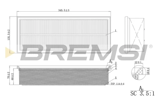 Filtr powietrza FA0215 Bremsi