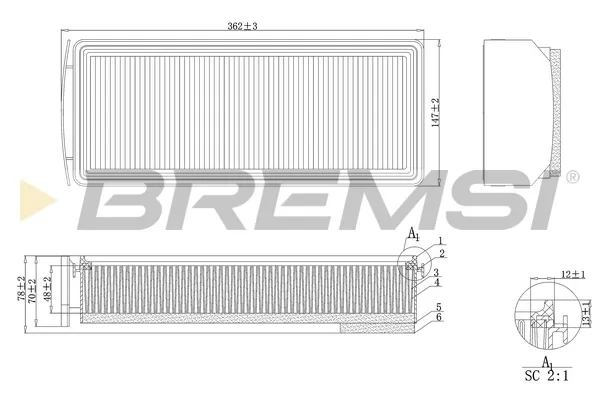 Filtr powietrza FA1205 Bremsi