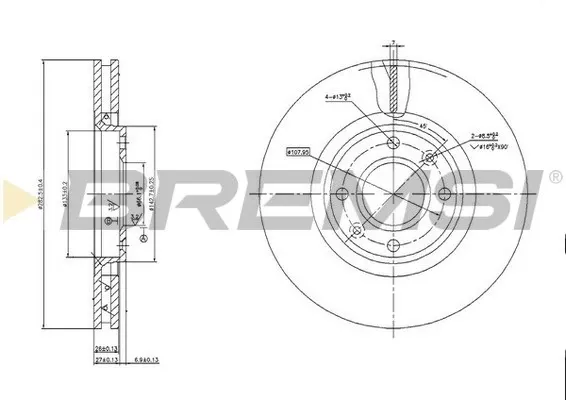 Tarcza hamulcowa przednia CD7152V Bremsi