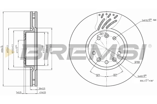 Tarcza hamulcowa przednia CD7324V Bremsi