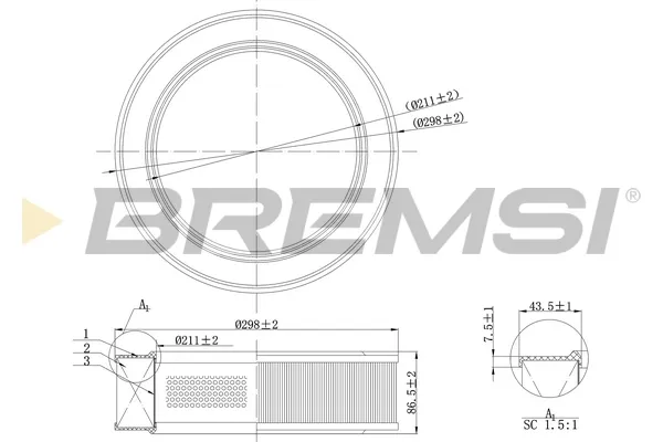 Filtr powietrza FA2072 Bremsi