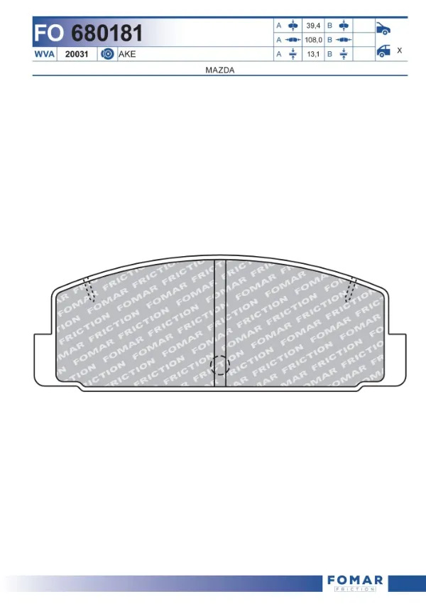 Okładziny (klocki) do hamulców tarczowych tylne Mazda 6 GH