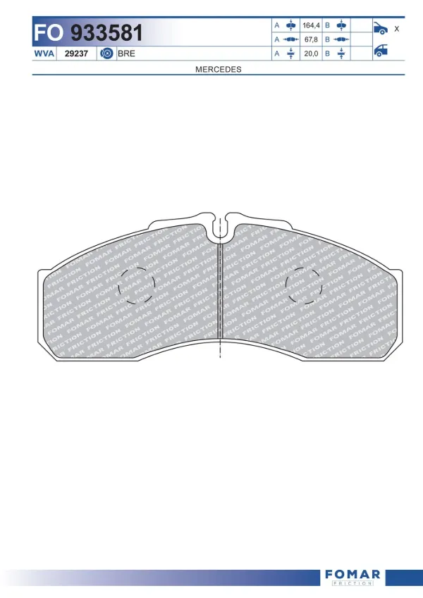 Klocki hamulcowe przednie tarczowe 34204620 Mercedes