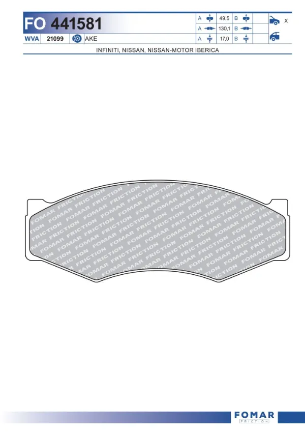 Klocki hamulcowe przednie tarczowe Nissan Bluebird T72 , T12