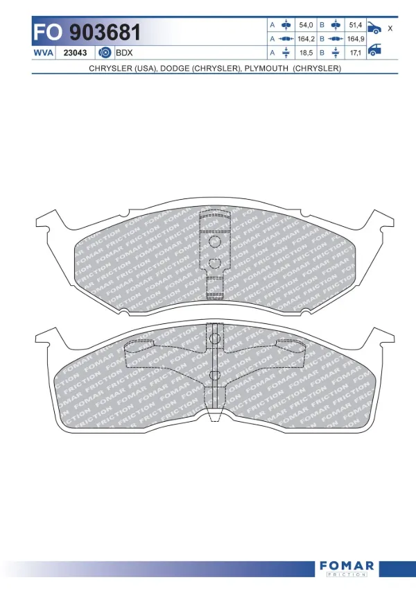 Klocki hamulcowe przednie tarczowe Chrysler Voyager II GS
