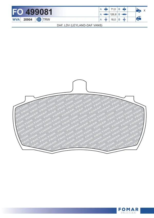 Klocki hamulcowe przednie tarczowe GBP272 Land Rover