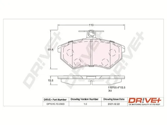 Klocki hamulcowe przednie tarczowe DP1010100963 Dr!ve+