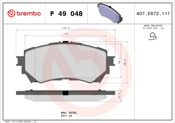 Klocki hamulcowe przednie tarczowe P49048 Brembo