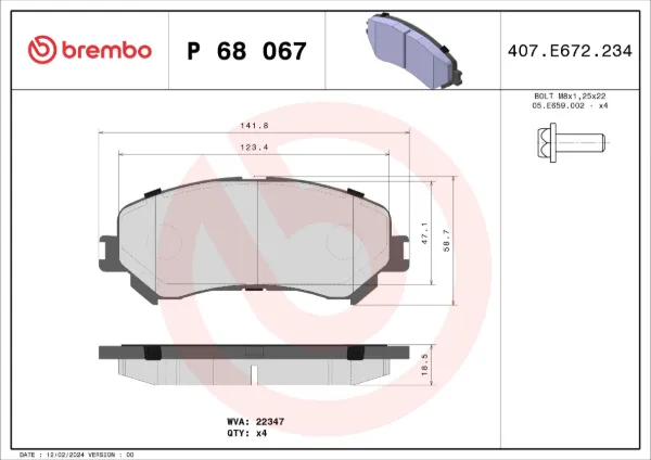 Klocki hamulcowe przednie tarczowe P68067 Brembo
