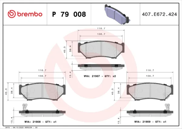 Klocki hamulcowe przednie tarczowe P79008 Brembo