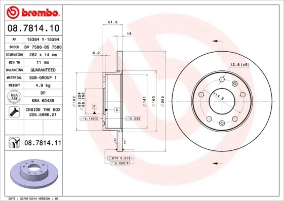 Tarcza hamulcowa przednia 08781411 Brembo