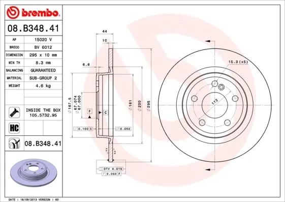 Tarcza hamulcowa tylna 08B34841 Brembo