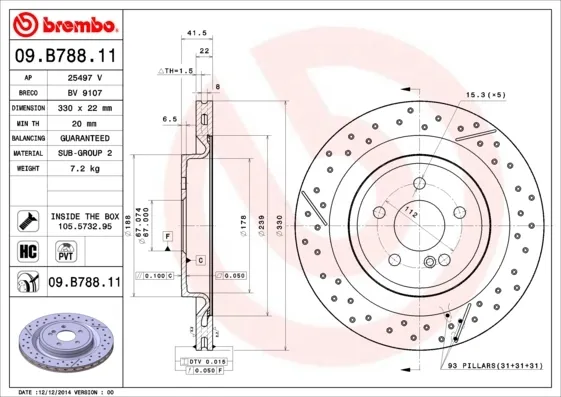 Tarcza hamulcowa tylna 09B78811 Brembo