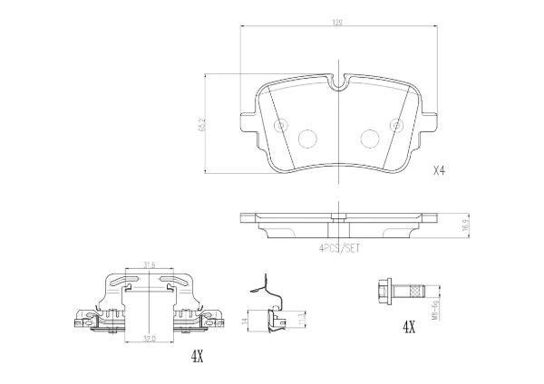 Okładziny (klocki) do hamulców tarczowych tylne P85190 Brembo