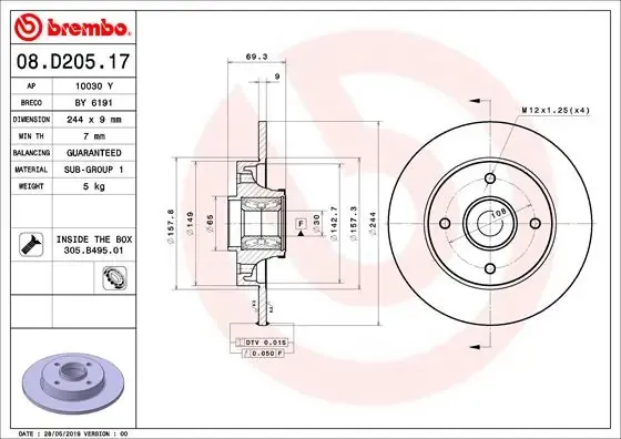 Tarcza hamulcowa tylna 08D20517 Brembo