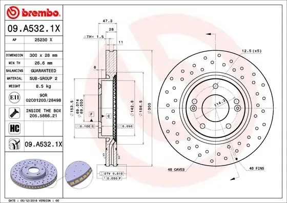 Tarcza hamulcowa przednia 09A5321X Brembo