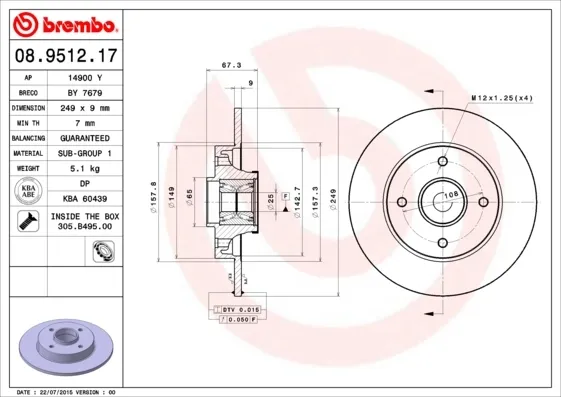 Tarcza hamulcowa tylna 08951217 Brembo