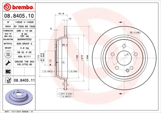 Tarcza hamulcowa tylna 08840510 Brembo