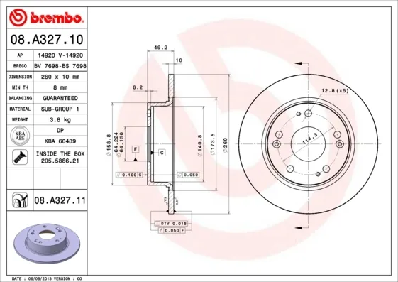 Tarcza hamulcowa tylna 08A32711 Brembo