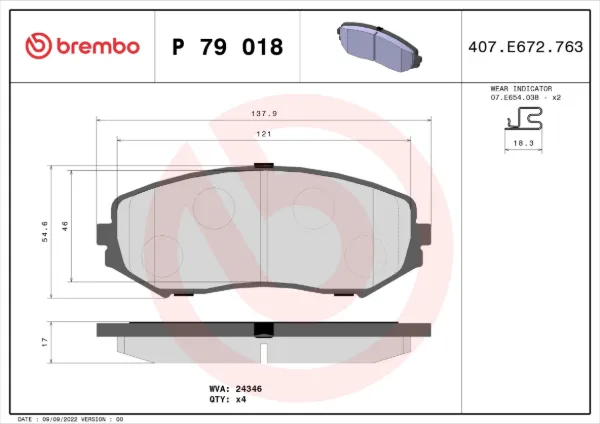 Klocki hamulcowe przednie tarczowe P79018 Brembo