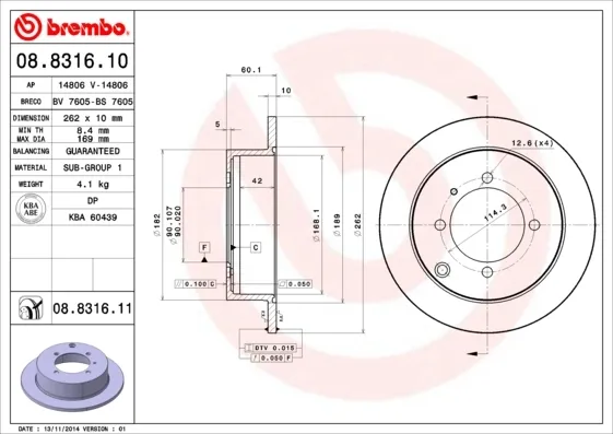 Tarcza hamulcowa tylna 08831610 Brembo