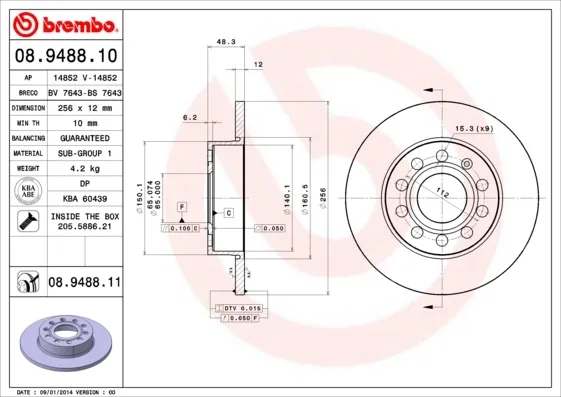 Tarcza hamulcowa tylna 08948811 Brembo