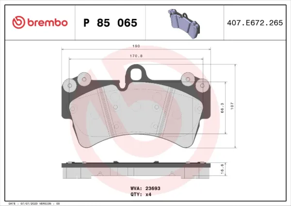 Klocki hamulcowe przednie tarczowe P85065 Brembo