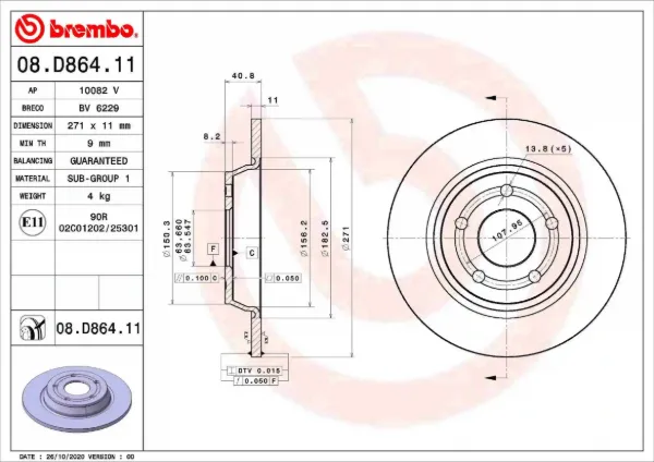 Tarcza hamulcowa przednia 08D86411 Brembo