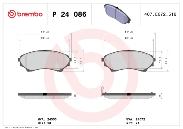 Klocki hamulcowe przednie tarczowe P24086 Brembo