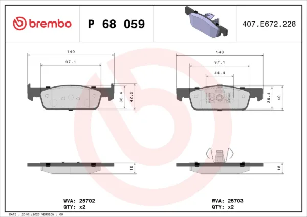 Klocki hamulcowe przednie tarczowe P68059 Brembo