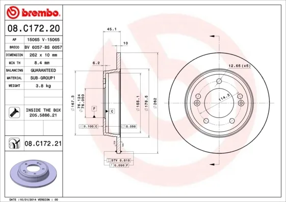 Tarcza hamulcowa tylna 08C17220 Brembo