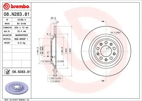 Tarcza hamulcowa tylna 08N28381 Brembo