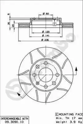 Tarcza hamulcowa przednia 09309075 Brembo