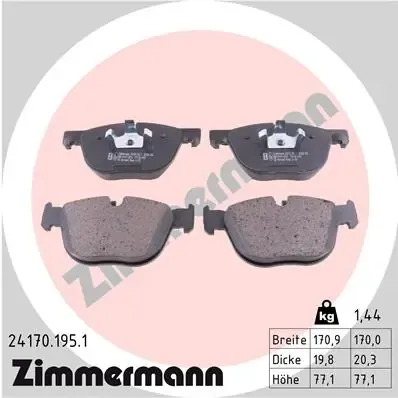 Klocki hamulcowe przednie tarczowe 241701951 Zimmermann