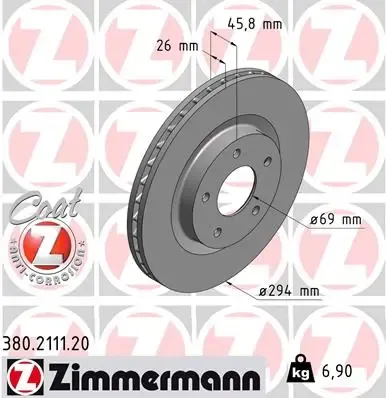 Tarcza hamulcowa przednia 380211120 Zimmermann