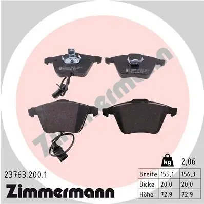 Klocki hamulcowe przednie tarczowe 237632001 Zimmermann