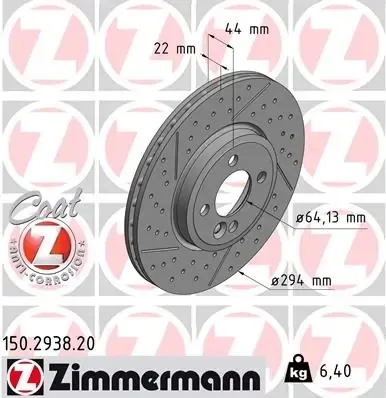 Tarcza hamulcowa przednia 150293820 Zimmermann