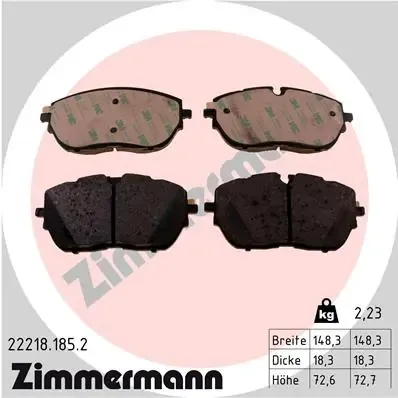 Klocki hamulcowe przednie tarczowe 222181852 Zimmermann