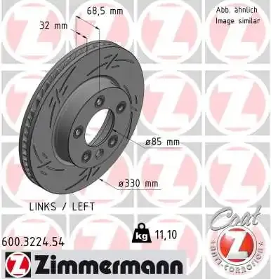 Tarcza hamulcowa przednia 600322454 Zimmermann