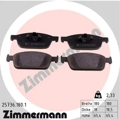 Klocki hamulcowe przednie tarczowe 257361801 Zimmermann