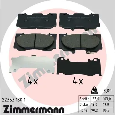 Klocki hamulcowe przednie tarczowe 223531801 Zimmermann