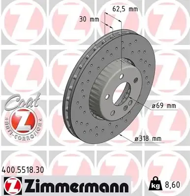 Tarcza hamulcowa przednia 400551830 Zimmermann