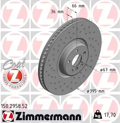 Tarcza hamulcowa przednia 150295852 Zimmermann