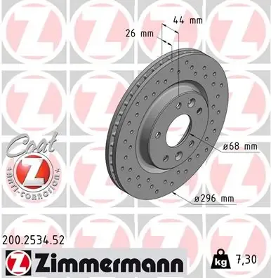 Tarcza hamulcowa przednia 200253452 Zimmermann