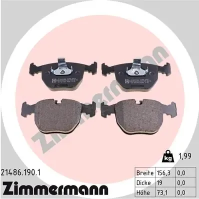 Klocki hamulcowe przednie tarczowe 214861901 Zimmermann