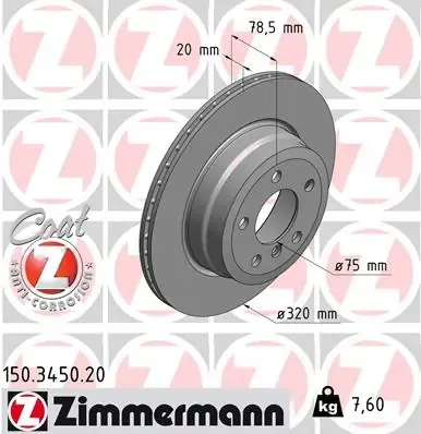 Tarcza hamulcowa tylna 150345020 Zimmermann