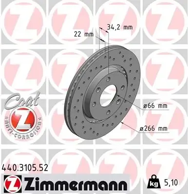 Tarcza hamulcowa przednia 440310552 Zimmermann