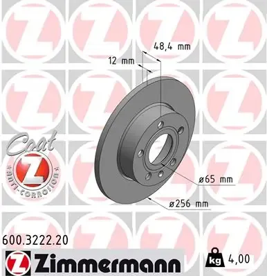 Tarcza hamulcowa tylna 600322220 Zimmermann