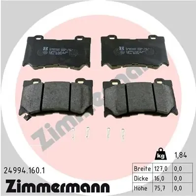 Klocki hamulcowe przednie tarczowe 249941601 Zimmermann