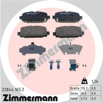 Okładziny (klocki) do hamulców tarczowych tylne 228441652 Zimmermann